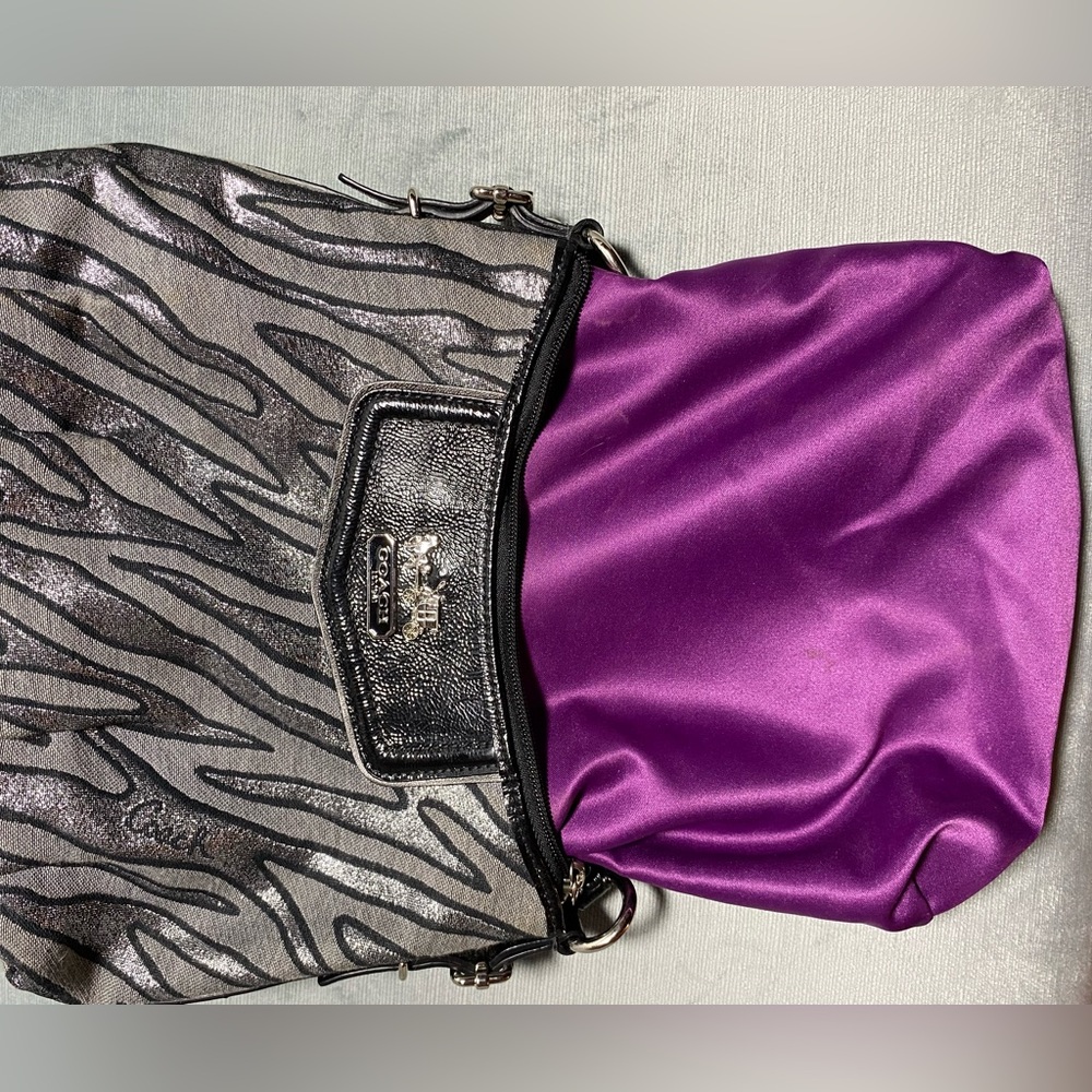 EUC coach metallic zebra print purse 10.5” x 6.5” x 3.25”; 6.5 handle drop - Picture 13 of 16